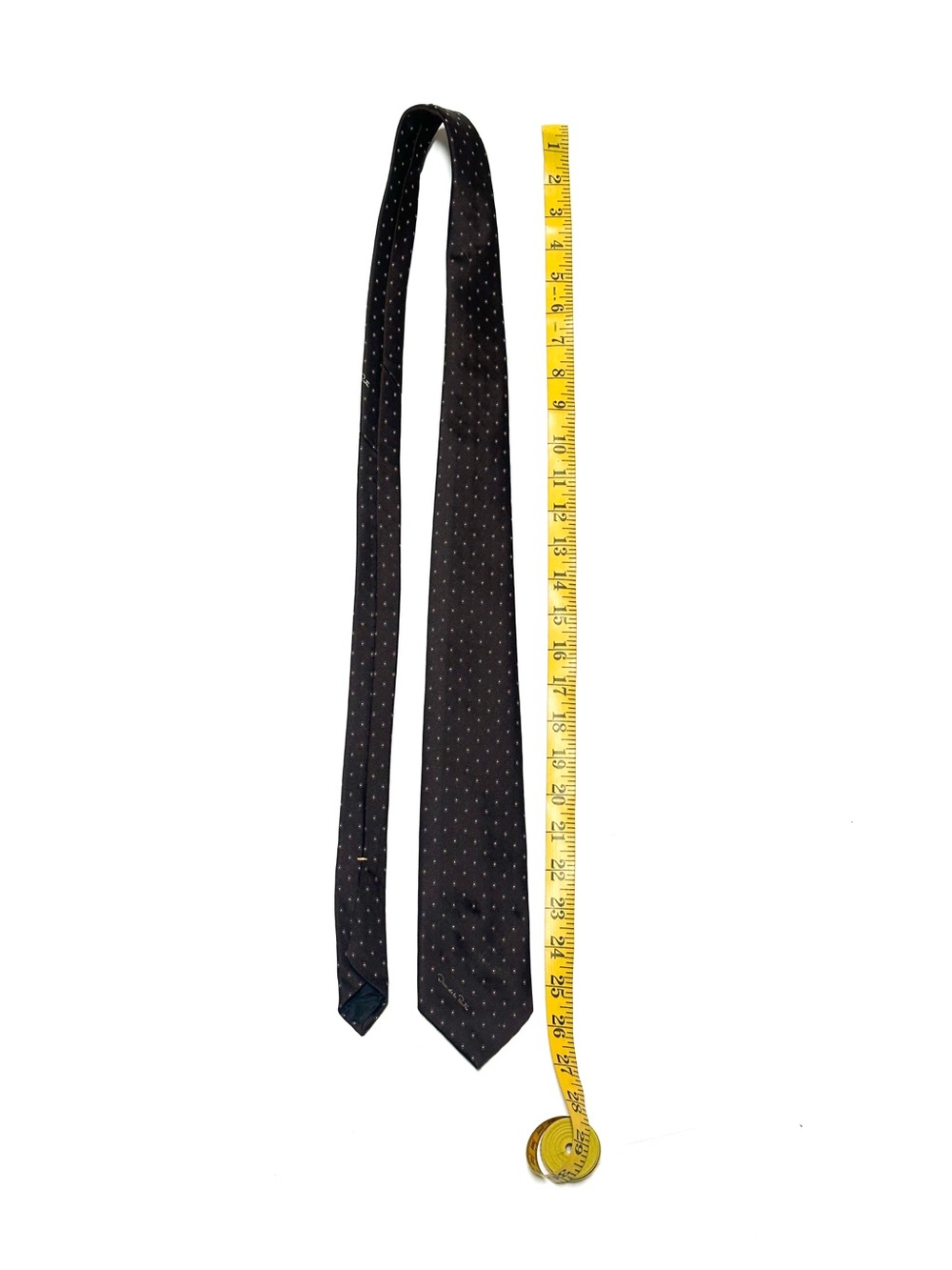 Vintage Oscar de la Renta Brown Geometric Micro Dot Floral Pattern Neck Tie - Picture 4 of 6
